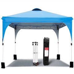 Pop Up Canopy Tent 10x10, Anti-UV, Straight Leg and Easy up Sun Shelter with Roller Bag, 4 Sand Bags (Blue)