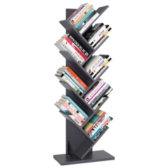Tree Bookshelf 55 Inches, 9-Shelf Bookcase Rack, Free Standing Book Storage Organizer, Books/CDs/Albums/Files Holder in Living Room Home Office, Grey