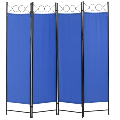 4 Panel Room Divider 5.6FT Steel Frame Screen Folding Privacy Divider Freestanding Partition for Home Office Bedroom (Blue)