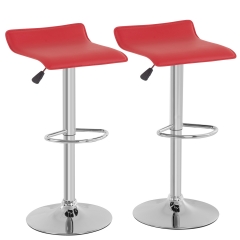 Adjustable Stool with Modern PU Leather Swivel Bar Stools With Red Bar Stools Set of 2
