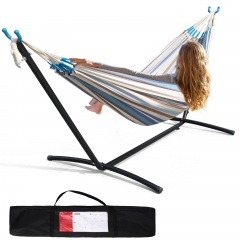 Hammock with Heavy Duty Steel Stand, Double Hammock, Portable Hammock with Carrying Case for Yards, Beaches, Parks, Balconies