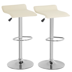 Adjustable Stool with Modern PU Leather Swivel Bar Stools With Cream Bar Stools Set of 2