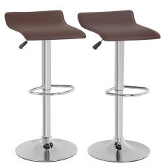 Adjustable Stool with Modern PU Leather Swivel Bar Stools With Brown Bar Stools Set of 2