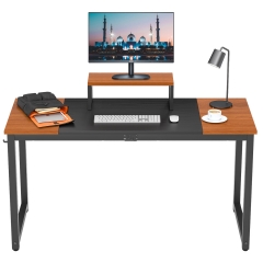55'' Computer Desk with Monitor Riser Writing Desk Large Table Home Office Desk with Hook Modern Student Study Desk with Stable Structure