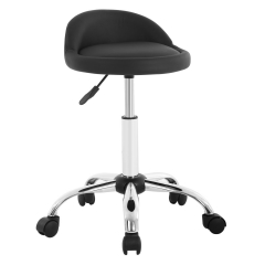 Stool Chair With Back Rest Rolling Stool Desk Stool stool chair Stools For Desk PU Cushion (Black)