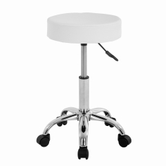 Stool With Swivel Garage Stool Esthetician Chair Tattoo Stool Shop Stools With Wheels PU Cushion (White)
