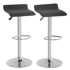 Adjustable Stool with Modern PU Leather Swivel Bar Stools With Black Bar Stools Set of 2