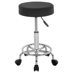 Stool With Swivel Garage Stool Esthetician Chair Tattoo Stool Shop Stools With Wheels PU Cushion (Black)