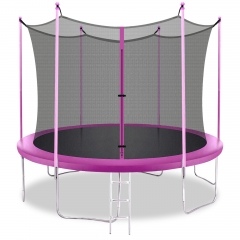 12FT Trampoline for kids trampoline with enclosure kids trampoline indoor trampoline for kids workout trampoline for adults, Pink