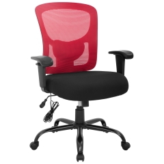 Office Chair Big and Tall 400lbs Desk Chair Mesh Massage Computer Chair with Lumbar Support Wide Seat Adjust Arms Rolling Swivel High Back Task , Red