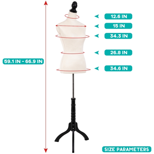 PayLessHere 59-67 inch Female Mannequin Torso Sewing Mannequin Dress Form Mannequin Body Adjustable Dress Mannequin with Stand Wood Base for Sewing Co