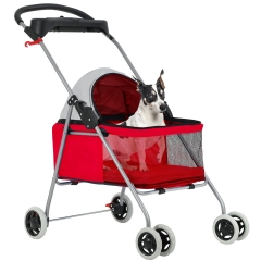 Dog Stroller Cat Stroller Pet Stroller for Medium Small Dogs Foldable Travel 4 Wheels Waterproof+360 Rotating Front Puppy Stroller with Mesh Windows,