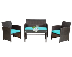 4 Pieces Outdoor Patio Furniture Sets Rattan Chair Patio set Wicker Conversation Set Poolside Lawn Chairs Porch Poolside Balcony Outdoor Garden