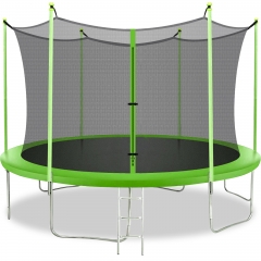 14FT Trampoline with Enclosure Net Outdoor Jump Rectangle Trampoline - ASTM Approved-Combo Bounce Exercise Trampoline with Ladder ,PVC Spring Cover