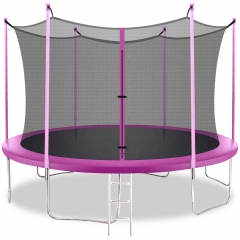 14FT Trampoline with Enclosure Net Outdoor Jump Rectangle Trampoline - ASTM Approved-Combo Bounce Exercise Trampoline with Ladder ,PVC Spring Cover