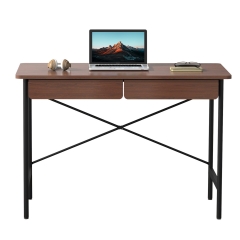 Simple 43" Writing Desk Study Computer Desk Laptop PC Table Workstation with 2 Drawers for Home Office Storage Space Saver, Brown
