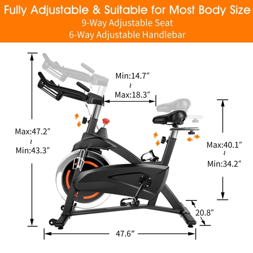 PayLessHere Exercise Bike Indoor cycling Bike Stationary Bikes Seat cushion  Belt-Drive Workout Bike for Home gym Beginners Magne