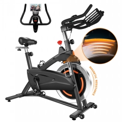 Exercise Bike Indoor Cycling Bike Stationary Bikes Seat Cushion Belt-Drive Workout Bike  Magnetic Resistance 40LBS Workout Fitness Machine