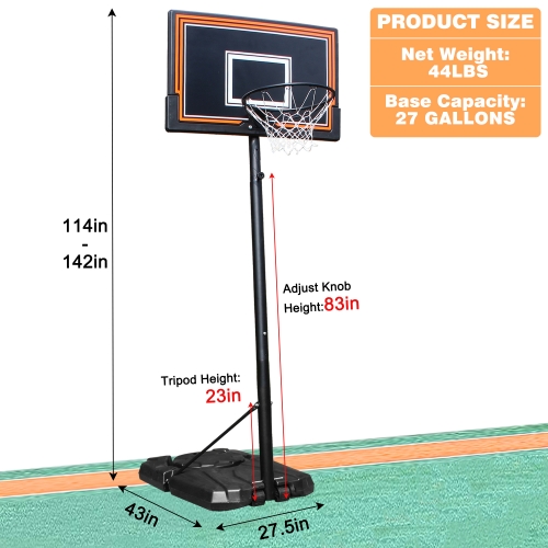 10 ft. Portable Basketball Hoop Goal with Vertical Jump Measurement Height Adjustment for Youth Adults