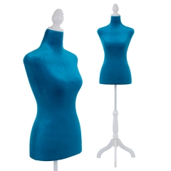 Mannequin Torso Manikin Dress Form Female Model Display Body 49.6-63.4 Inch Height Adjustable Wooden Tripod Stand High Density Foam  Portable Showcase