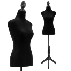 Mannequin Torso Manikin Dress Form Female Model Display Body 49.6-63.4 Inch Height Adjustable Wooden Tripod Stand High Density Foam  Portable Showcase