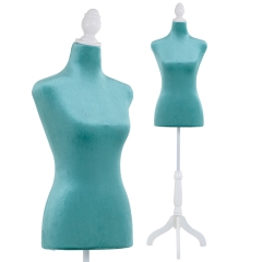 Mannequin Torso Manikin Dress Form Female Model Display Body 49.6-63.4 Inch Height Adjustable Wooden Tripod Stand High Density Foam  Portable Showcase