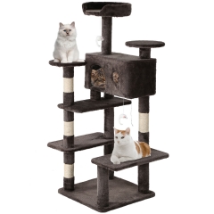 BestPet 54in Cat Tree Tower with Cat Scratching Post ,Multi-Level Cat Condo Cat Tree, Dark Gray