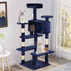 BestPet 54in Cat Tree Tower with Cat Scratching Post ,Multi-Level Cat Condo Cat Tree, Navy Blue