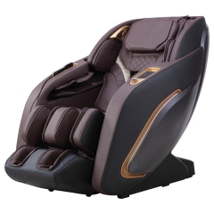Zero Gravity Full Body Massage Chair SL-Track Recliner with Built-In Heat Therapy Foot Roller ,Smart Voice Controller,Bluetooth Speaker,Brown