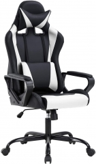 Racing Office Chair, High-Back PU Leather Gaming Chair Reclining Computer Desk Chair Ergonomic Executive Swivel Rolling Chair Lumbar Support For Women