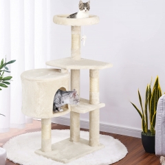 Cat Tree 36 inch Tall Scratching Toy Activity Centre Cat Tower Cat Condo Multi-Level Furniture Scratching Posts for Indoor Cats, Beige