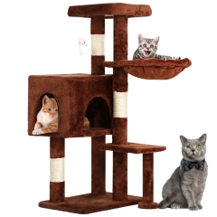 BestPet Cat Tree 36 inch Tall Cat Tower with Cat Scratching Post Cat Condo Furniture Activity Centre with Cat Hammock & Funny Toy, Brown