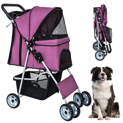 BestPet 4Wheels Pet Stroller Dog Cat Jogger Stroller for Medium Small Dogs  Cats Folding Lightweight Travel Stroller with Cup Holder ,Black,pet stroller