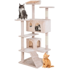 Cat Tree 52 inch Tall Cat Tower for Indoor Cats with Cat Scratching Post,Multi-Level Playpen House Kitty Activity Tree Center,Beige