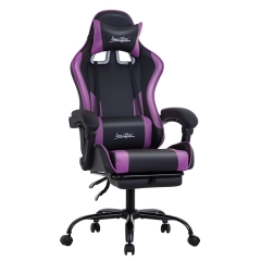 1. Gaming Chair with Footrest Racing Computer Chair Leather Reclining Armrest Desk Chair Adjustable Gamer Chair with Headrest and Lumbar Support High