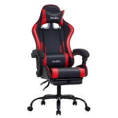 Gaming Chair Office Chair Desk Chair with Lumbar Support Flip Up Arms Headrest PU Leather Swivel Rolling Chair, Adjustable High Back Racing