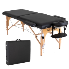 Heated Massage Table Portable Massage Bed Spa Table 84” Length Height Adjustable Spa Bed With Carrying oxford bag Heating Pad (Black)
