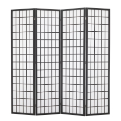 FDW Room Divider 4 Panel Oriental Shoji Screen 6Ft Folding Privacy Divider Wall Divider Portable Freestanding Partition Screen Japanese-inspired Wood