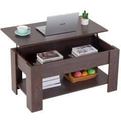 Coffee Table with Lift Tabletop Hidden Compartment and Storage Shelf Wooden Lift Top Coffee Table for Home Living Room Reception Room Office,Espresso