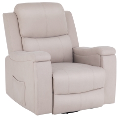 Massage Recliner Chair Rocking Swivel chair with Heated Massage Ergonomic Lounge 360 Degree Swivel Single Sofa Seat and Two Hidden Cup Holders,Beige