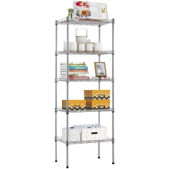 5-Tier Adjustable Shelves Metal Shelf Heavy Duty Wire Shelves Storage Shelving Unit for Small Places Kitchen Garage 16.7" L×11.8" W×47.6" H, Chrome