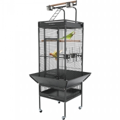 BestPet 61-inch Wrought Iron Large Bird Cage with Play Top and Rolling Stand Parrot Cage Bird Cages, Black