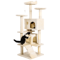 BestPet 54in Multi-Level Cat Tree Tower with Cat Scratching Post Stand House Furniture Kitty Activity Tree Center for Indoor Cats,Beige