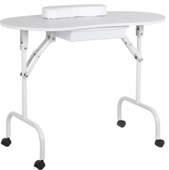 Portable & Foldable Manicure Table Nail Desk Workstation with Controllable Wheels Client Wrist Pad Drawer for Both Salon Home and Spa Beauty Salon