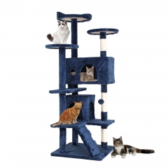 BestPet 54in Cat Tree Tower for Indoor Cats,Multi-Level Cat Furniture Activity Center with Cat Scratching Posts Stand House Cat Condo, Navy Blue