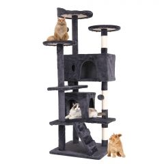BestPet 54in Cat Tree Tower for Indoor Cats,Multi-Level Cat Furniture Activity Center with Cat Scratching Posts Stand House Cat Condo, Ashy