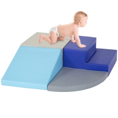 4-Piece Set Corner Climber Crawl and Climb Foam Play Set for Toddlers 1-3 Babies Foam Blocks Toddler Climbing Toys Indoor Baby Climbing Toys, Blue