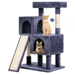 BestPet 36 inches Cat Tree for Indoor Cats Cat Tower with Scratching Posts Multi-Level Cat Furniture Condo with Ramp Perch Spacious Cat Cave Dark Grey