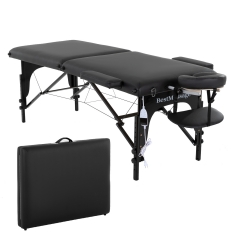 Heated Massage Table 84 Inch Long Massage Bed Spa Table Height Adjustable 2 Folding Massage Bed Salon Table W/Carrying Oxford Bag,Heating Pad,Black