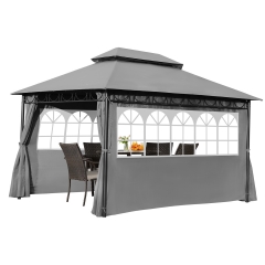 Gazebos Canopy Tent 10'x13' Outdoor Gazebo Waterproof Canopies with 2 Sidewalls Translucent Windows for Outdoor Patio Backyard Party Events, Grey